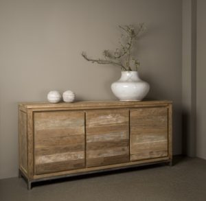 Chester Dressoir Oud Teak Staal 180cm