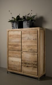 Chester Cabinet Oud Teak Staal 130cm