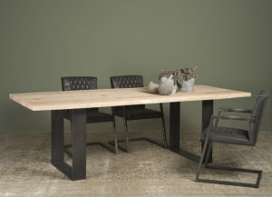 Kos Eettafel eikenhout ijzeren U-poot 220cm