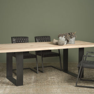 Kos Eettafel eikenhout ijzeren U-poot 220cm