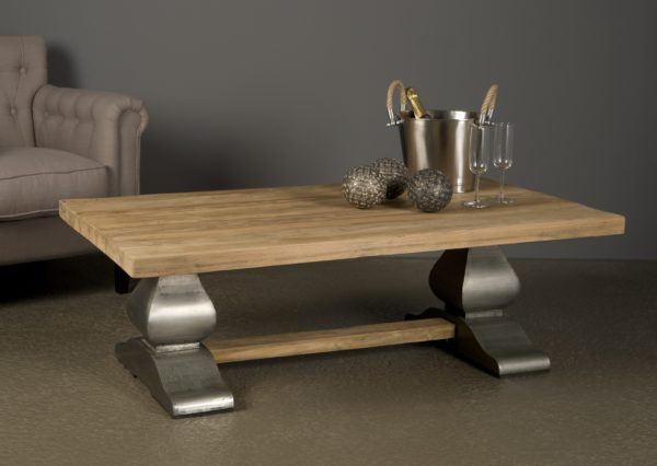 Padstow Kloostersalontafel Industrieel Hout Metaal 135cm
