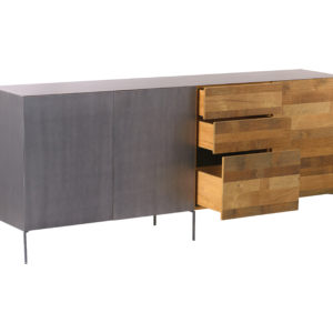 Aberdeen Dressoir Staal Teakhout 3 Deuren 3 Lades 221 cm