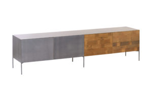 Aberdeen Tv Meubel Staal Teakhout 2 Deur 2 lades 220 cm