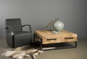 Byron Coffee Table Industrieel Teak vierkant