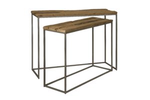 Donna Console Table set van 2 stukshaltafel sidetable industrieel ijzer met hout teakhout