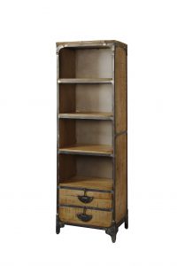 Praag Boekenkast Metaal Mango Hout Bruin 2 Deurs 60cm