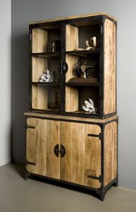 Praag Cabinetkast Metaal Mango Hout Bruin 4 Deurs 120cm