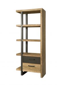Luton Boekenkast Metaal Recycled Teak links 2 deuren 77,5cm