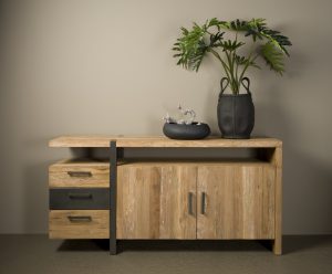 Luton Dressoir Metaal Recycled Teak 3 lades 2 deuren 185cm