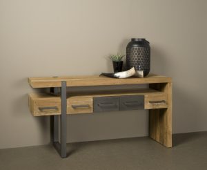 Luton Sidetable Metaal Recycled Teak 5 lades 145cm
