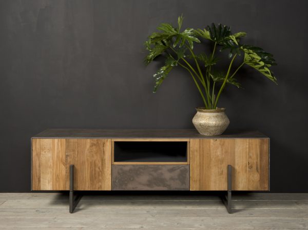 Dover Tv Meubel Modern Industrieel Teakhout 167 cm