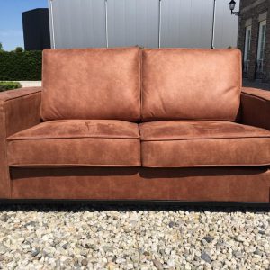 Bank Mammoet 2,5 Hufterproof Leder Cognac Zwart Staal Onderstel