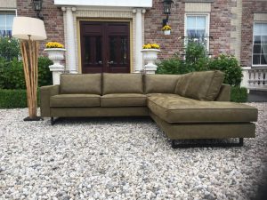 Bank Met Lounge Antwan 2.5 Zits Met Ottomaan Leder Bizon Green