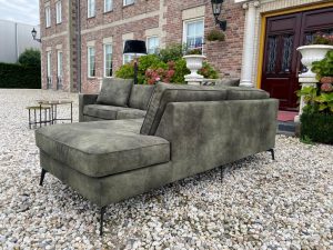 Bank Met Lounge Croco en Ottomaan Hufterproof leder Moss Groen