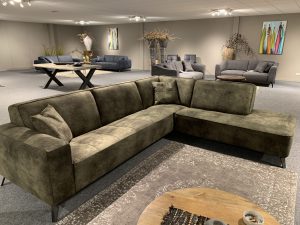 Bank Met Lounge Croco en Ottomaan Hufterproof leder Moss Groen