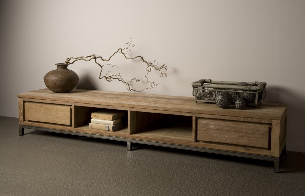 Chester Tv Meubel Oud teak Staal 220cm