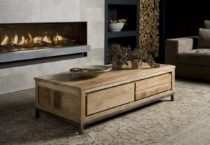 Chester Koffietafel Oud Teak Staal 135cm