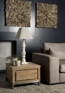 Chester Hoektafel lade Oud teak Staal 60x60cm