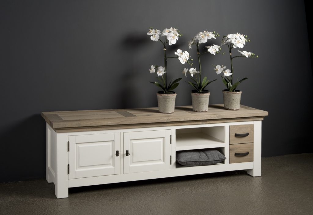 Maison White Antique Tv Meubel Eiken 190cm