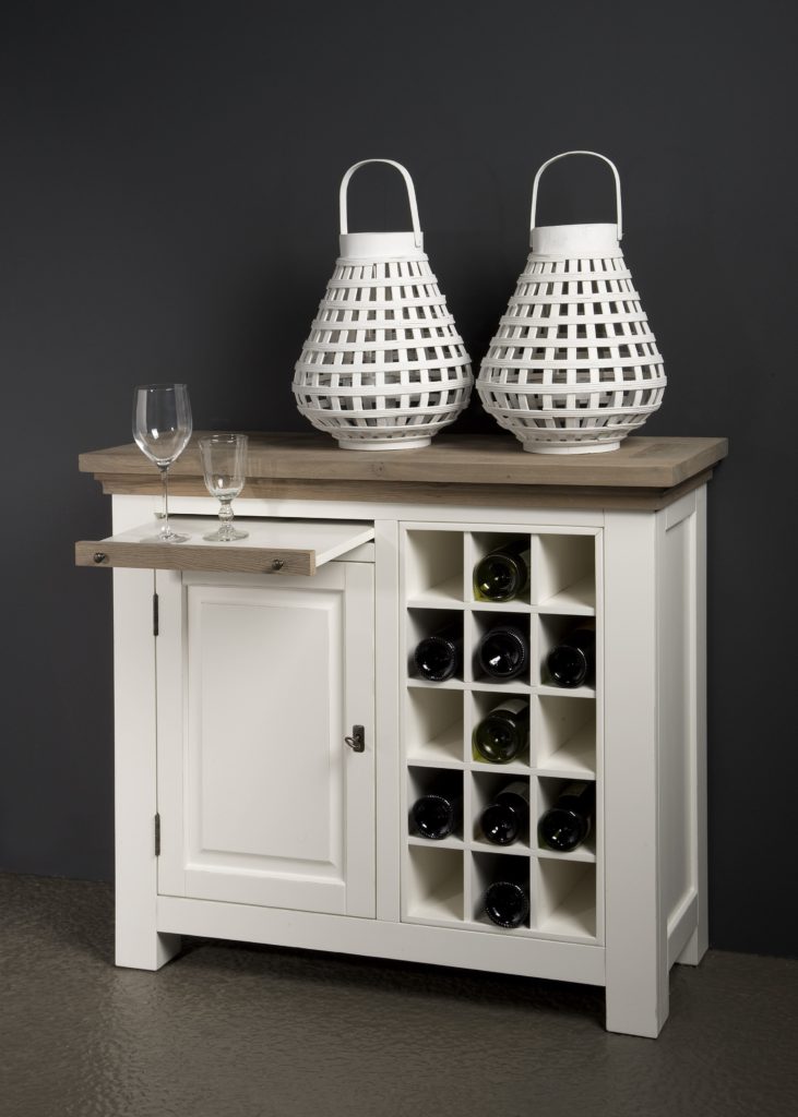 Maison White Antique Wijnkast Eiken 104cm