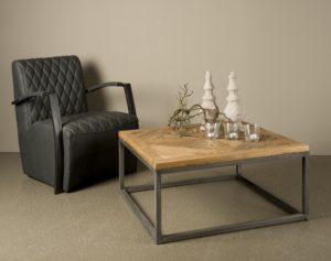 Liverpool Koffietafel Staal teakhout vierkant 100cm