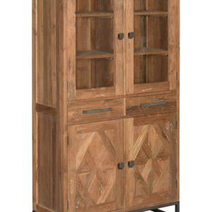 Liverpool Vitrine Staal Teakhout 2 deurs 104cm