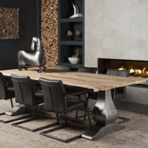 Padstow Kloostertafel Industrieel Hout Metaal 240cm