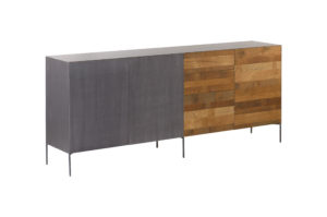 Aberdeen Dressoir Staal Teakhout 3 Deuren 3 Lades 221 cm