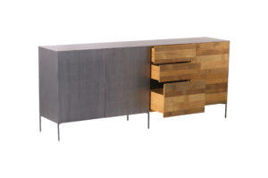 Aberdeen Dressoir Staal Teakhout 3 Deuren 3 Lades 221 cm