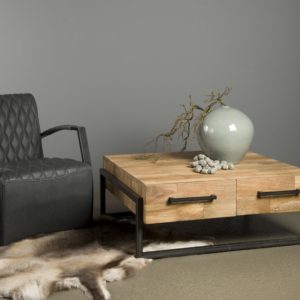 Byron Coffee Table Industrieel Teak vierkant