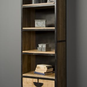 Praag Boekenkast Metaal Mango Hout Bruin 2 lade 60cm