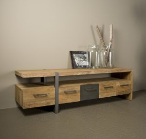 Luton Tv Meubel Metaal Recycled Teak 5 lades190 cm