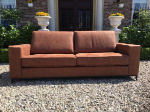 Bank Mammoet 3,5 Hufterproof Leder Cognac Zwart Staal Onderstel