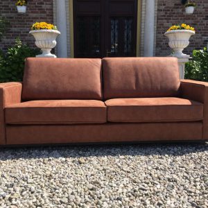 Bank Mammoet 3,5 Hufterproof Leder Cognac Zwart Staal Onderstel