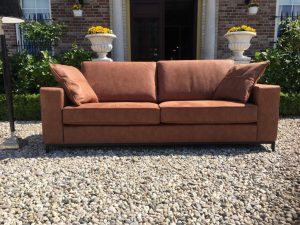 Bank Mammoet 3,5 Hufterproof Leder Cognac Zwart Staal Onderstel