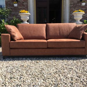 Bank Mammoet 3,5 Hufterproof Leder Cognac Zwart Staal Onderstel