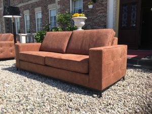 Bank Mammoet 3,5 Hufterproof Leder Cognac Zwart Staal Onderstel