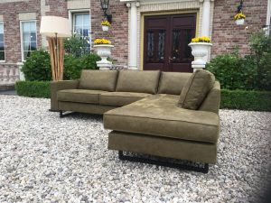 Bank Met Lounge Antwan 2.5 Zits Met Ottomaan Leder Bizon Green
