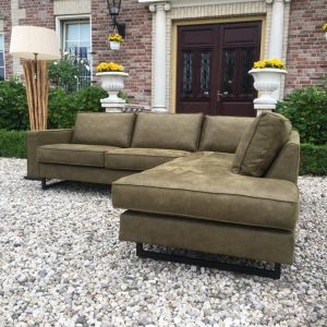 Bank Met Lounge Antwan 2.5 Zits Met Ottomaan Leder Bizon Green