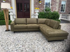 Bank Met Lounge Antwan 2.5 Zits Met Ottomaan Leder Bizon Green