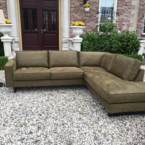 Bank Met Lounge Antwan 2.5 Zits Met Ottomaan Leder Bizon Green