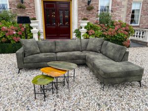 Bank Met Lounge Croco en Ottomaan Hufterproof leder Moss Groen